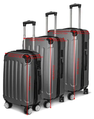 Immagine prodotto di Set di valigie rigide - 3 pezzi - Scocca in ABS - Serratura TSA - Ruote multidirezionali a 360° - Leggero - Grigio scuro
