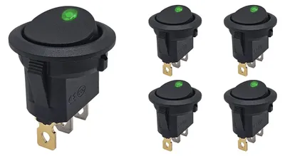 Produktbild von ProRide Wippschalter KCD2-12, 3-polig, rund, 12 V/20 A, 5 Stück