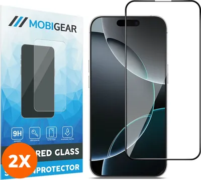 Produktbild von Mobigear Premium iPhone 16 Pro Panzerglas Gehärtetes Glas Displayschutz - Hüllenfreundlich - Schwarz (2er Pack)