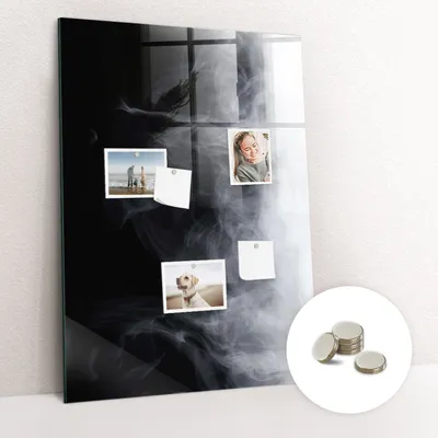 Obrázek produktu pro Magnetická Tabule na Zeď Skleněná - Memo Board Kleněnou Přední Stranou - 5 magnetů v balení - 70x100 cm - Kouř