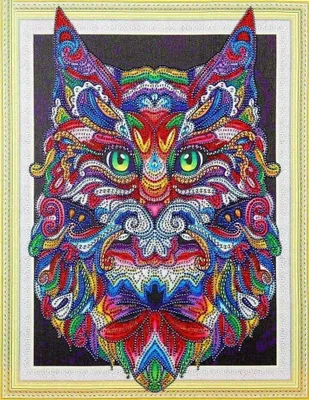Produktbild von Mosaik-Diamantmalerei Set - Schnurrbartkatze 47x57 cm