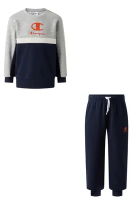 Zdjęcie produktu dla Komplet sportowy Champion "Back To School" dla chłopców, bluza z okrągłym dekoltem i spodnie dresowe, kolor granatowy