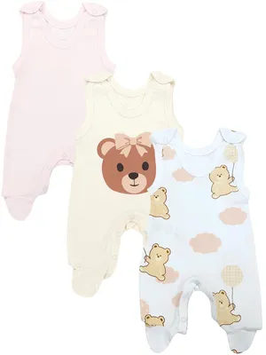 Produktbild von TupTam Baby Mädchen Strampler mit Fuß 3er Pack, Farbe: Pink_Bären_Ballon, Größe: 56