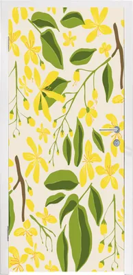 Produktbild von MuchoWow® Türtapete Selbstklebende Türfolie Blume - Gelb - Muster 95x235 cm Türposter Türaufkleber Klebefolie Türklebefolie - XXL-Poster - Türtapeten - Türplakaten
