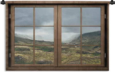 Produktbild von MuchoWow® Wandteppich Wandbehang Durchblick - Wolken - Berge 120x80 cm Tapisserie Dekoration Wandtuch - Wanddekorationen - Wandtücher