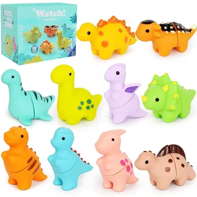 Productafbeelding van Dino stapelspel, Montessori leerspeelgoed voor kinderen van 1 tot 4 jaar – set van 10 dinosaurusfiguren, spel voor het ontwikkelen van motoriek, cadeau voor kinderen