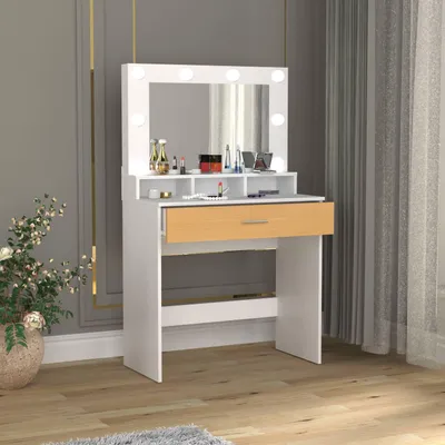 Produktbild von VCM Frisiertisch | Maße ca. H. 133 x B. 80 x T. 40 cm | Schminktisch mit Schublade und Spiegel – Kosmal