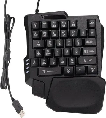 Produktbild von Mechanische Gaming-Tastatur-Box mit Wiederholgummizubehör und Tastatur mit Tastschlag in schwarzer Farbe für PCs und Mobilspiele