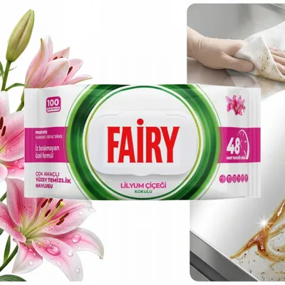 Zdjęcie produktu dla FAIRY Chusteczki Czyszczące LILIA Uniwersalne Antybakteryjne 100 szt.