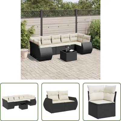 Produktbild von The Living Store 8-tlg. Garten-Sofagarnitur mit Kissen Schwarz Poly Rattan