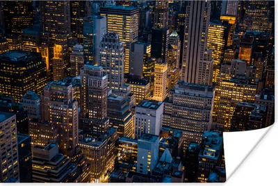 Produktbild von MuchoWow® Poster New York - Manhattan - Nacht 120x80 cm - Bilder