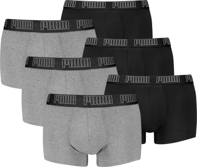 Produktbild von PUMA Herren Boxershorts, 6er Pack - Everyday Trunks 6P, Baumwolle Stretch, einfarbig Schwarz/Grau L