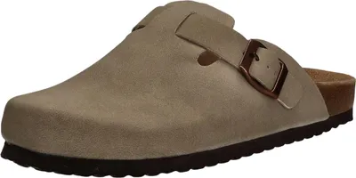 Produktbild von Alyssa Damen Clogs Taupe, Gr. 41, Tieffußbett, glattes Kunstleder, Schnalle, ohne Absatz