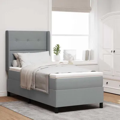 Obrázok produktu pre Maison Exclusive – LED boxspringová posteľ s čelom, svetlosivá, 90 x 190 cm, látka