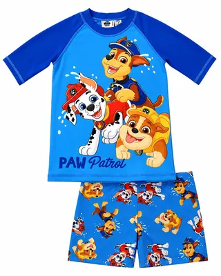 Produktbild von Paw Patrol Schwimmset UV-Schutz 30 für Jungen - Boys Crew Kinder Badeanzug Shirt und Hose Zweiteiler Blau 98-104