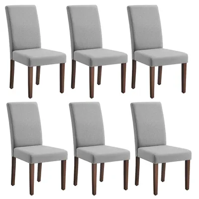 Produktbild von VASAGLE Esszimmerstuhl 6er Set, Küchenstuhl, Parsons-Stuhl, hohe Rückenlehne, für Esszimmer und Küche, dickes Sitzkissen, 58 x 48 x 99 cm, taubengrau
