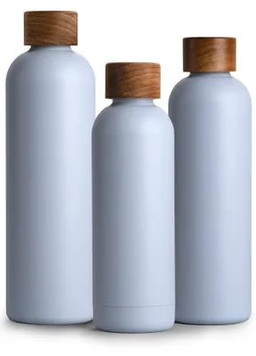 Produktbild von 500 ml Thermosflasche aus Edelstahl mit Holzdeckel