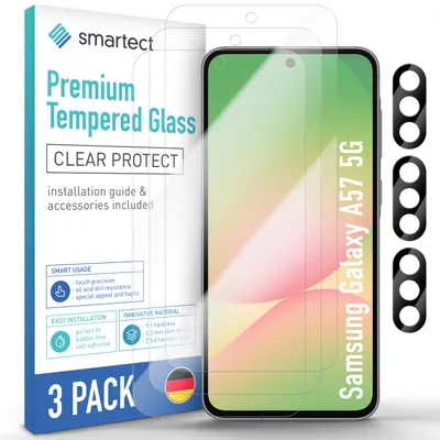 Produktbild von 3x Schutzglas Panzerfolie Klar für Samsung Galaxy A57 5G & 3x Kameraschutz Glas