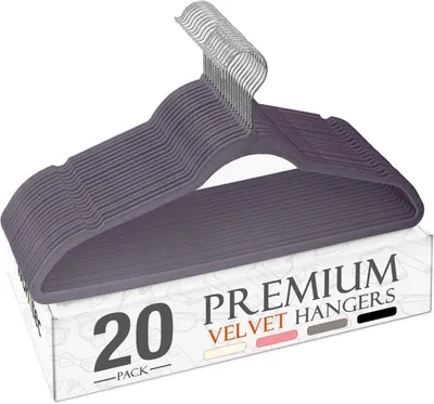 Produktbild von 20 Kleiderbügel Samt 45 x 23,8 x 0,6 cm, grau