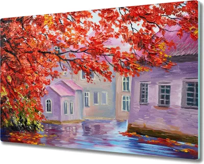 Produktbild von Coloray Hackbrett Herdabdeckplatte 80x52 cm Küchenbrett Kochplattenabdeckung Schneidebrett - Malerei Baumhäuser
