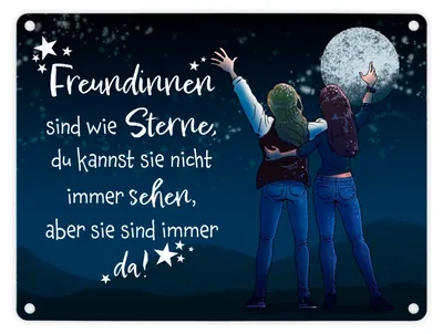 Produktbild von Freundinnen sind wie Sterne Metallschild in 15x20 cm mit Sternenhimmel
