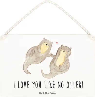 Produktbild von Mr. & Mrs. Panda Wandbild Holz Otter Hände halten DIN A5 - Transparent - Geschenk, glücklich, Paar, holzbild, Schild, wandtafel, Liebe, sprüche, Türschild, Holzschild