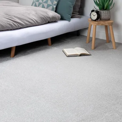 Produktbild von Steffensmeier Teppichboden Sardinien Meterware  | Auslegware für Kinderzimmer Wohnzimmer Schlafzimmer | Silber, Größe: 400x600 cm