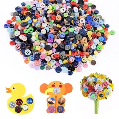Obrázek produktu pro Barevné plastové knoflíky, různé velikosti, pro děti, na tvoření, 7–15 mm