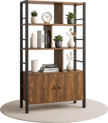 Produktbild von Mein-Regal Standregal Vintage Metallregal mit 3 Ebenen und 2 Türen in Braun
