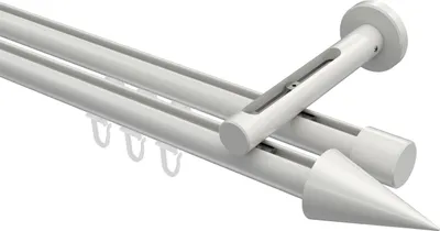 Produktbild von Interdeco Innenlaufstange / Gardinenstange mit Innenlauf Weiß, Typ Siteno Savio (Kegel), 20 mm Ø 2-läufig, 240 cm
