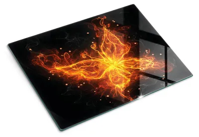 Produktbild von Glas Schneidebrett - 40x30 cm - Küchenbrett - Hartglas - Arbeitsplattenschutz - Servierbrett - Hitzebeständig - Feuerschmetterling