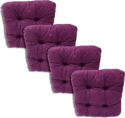 Zdjęcie produktu dla 4-Pak poduszki pikowane na krzesło fioletowe 38x38x8 cm - 1224 ozdobne poduszki do jadalni