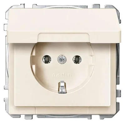 Produktbild von Merten Artec cremeweiß Schuko-Steckdose Typ-F mit Klappdeckel