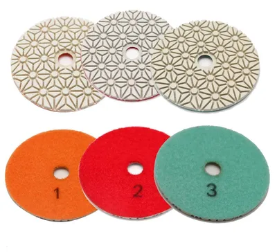 Produktbild von 3-Stufen Diamant Polierpad Set 100mm Nass/Trocken für Granit Marmor Quarz Stein Terrazzo