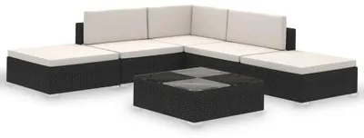 Image de vidaXL Ensemble de salon de jardin 15 pièces noir poly rotin