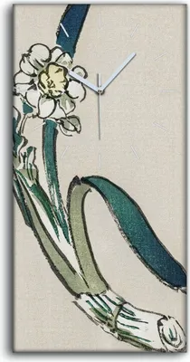Produktbild von Leinwand Uhr Küche Wohnzimmer Bild Geräuschlos 30x60 Malerei Asiatische Blumen - weiße Hände
