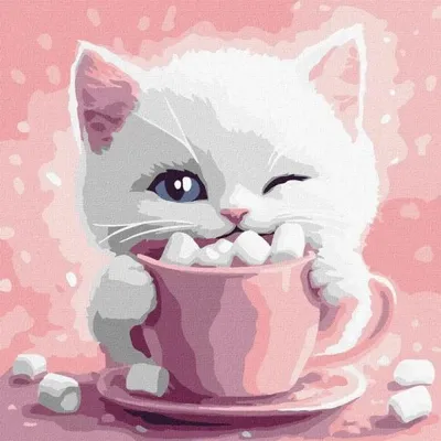 Image de Peinture par numéros - Cacao pour chat 3 Kids 30x30 - Ideyka