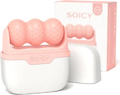 Produktbild von Ice Roller, Kälte Therapie Massage Roller, 2-in-1, für Gesicht und Augen, mit Tragetasche, Rosa