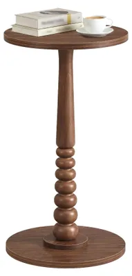 Runder Beistelltisch 30x30x55 cm, Holzbeine, kastanjebruin