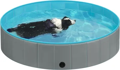 Produktbild von EUGAD Hundepool für große Hunde, faltbares Planschbecken für Kinder, Grau 160x30cm