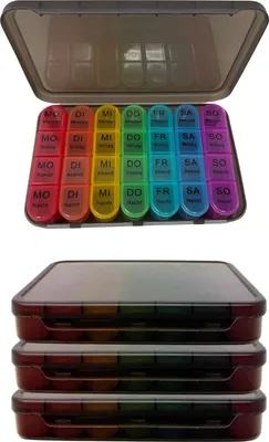 Produktbild von Tablettenbox Pillendose Medikamenten Organizer für 7 Tage mit 4 Tageszeiten 4 Stück Set für 4 Wochen Aufbewahrung