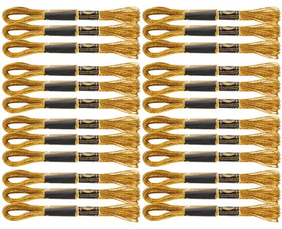 Immagine prodotto di 24 pezzi di filo da ricamo, punto croce, oro lucido, filo interdentale intrecciato, fili di cotone fatti a mano