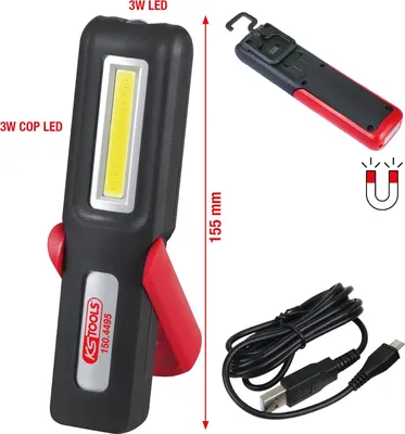 Produktbild von KS Tools 150.4495, Taschenlampe, Schwarz, Rot, Acrylnitril-Butadien-Styrol (ABS), Gummi, IP20, -17 - 55 °C, LED