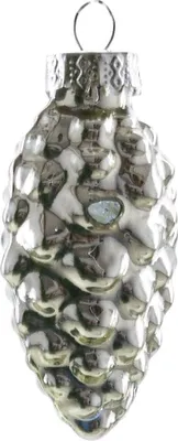 Produktbild von TrendLine Weihnachtskugeln Glas-Tannenzapfen 6 cm silber 12 Stück