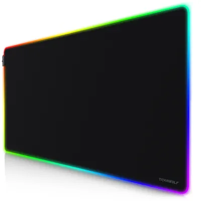 Image de Tapis de souris de jeu Titanwolf XXXL RGB - 1200 x 600 mm - Tapis de souris - LED Multi Color - 7 couleurs LED plus 4 modes d'effet - pour la précision et la vitesse - dessous caoutchouté