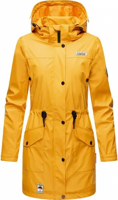 Produktbild von Navahoo Damen Regenmantel Übergangs Regen Jacke Mantel Outdoor Windbreaker Deike Amber Gelb Gr. 38 - M
