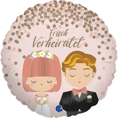 Produktbild von 18"/Ø46cm Folienballon "Frisch verheiratet Brautpaar"