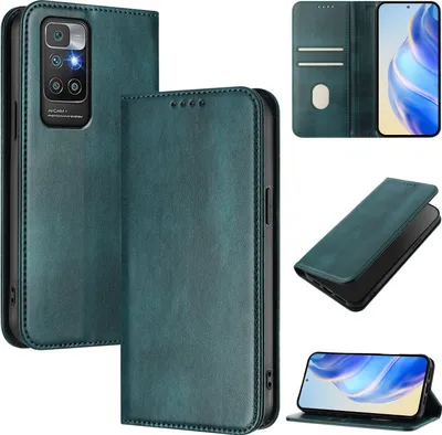 Immagine prodotto di Custodia per Xiaomi Redmi 10, custodia in pelle vintage con protezione RFID, slot per schede, supporto Verde
