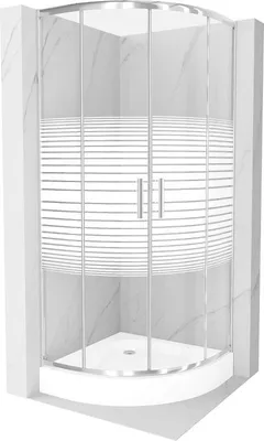 Immagine prodotto di Mexen Rio cabina doccia semicircolare 70 x 70 cm, strisce bianche, cromo + piatto doccia, bianco - 863-070-070-01-20-4710
