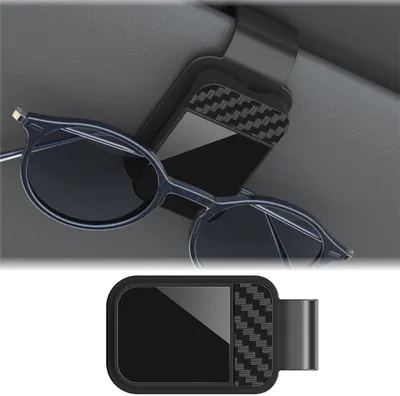 Produktbild von Magnetischer Brillenhalter aus Leder für die Sonnenblende, Kartenhalter-Clip, Schwarz